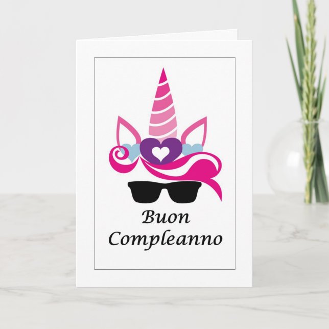 Buon Compleanno - Happy Birthday in Italian Card Dankeskarte (Vorderseite)