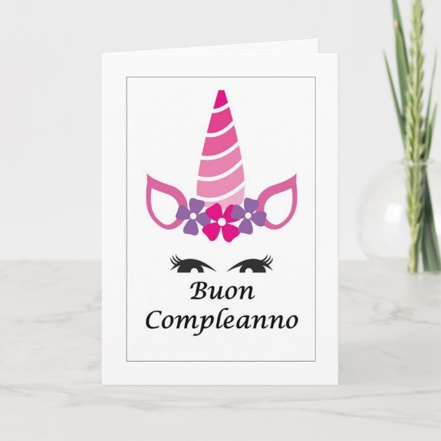 Buon Compleanno Unicorn - Italienische Karte (Vorderseite)