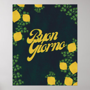 Buon Giorno Lemon Floral - Inspirierte italienisch Poster