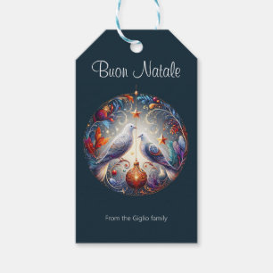 Buon Natale 2 Tauben Italienisches Weihnachtsfest Geschenkanhänger
