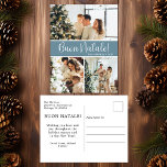 Buon Natale 3 Foto Feiertagspostkarte<br><div class="desc">Diese fabelhafte 3-Foto-Urlaubspostkarte mit "Buon Natale!" in einem modernen Script-Schriftart und Ihrem Familiennamen und Jahr in einem sauberen, klassischen Schriftart mit Kappe, sowohl in Weiß als auch in staubblau, ist ideal für den Versand an Ihre Familie und Freunde. Jeder wird Liebe bekommen neue Fotos Ihrer Familie! Die Urlaubsnachricht ist anpassbar....</div>