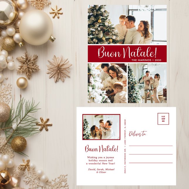 Buon Natale 4 Foto Feiertagspostkarte (Von Creator hochgeladen)