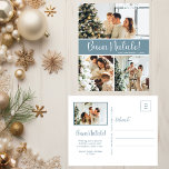 Buon Natale 4 Foto Feiertagspostkarte<br><div class="desc">Diese fantastische 4-Foto-Urlaubspostkarte mit "Buon Natale!" in einem modernen Script-Schriftart und Ihrem Familiennamen und Jahr in einem sauberen, klassischen Schriftart mit Kappe, sowohl in Weiß als auch in staubblau, ist ideal für den Versand an Ihre Familie und Freunde. Jeder wird Liebe bekommen neue Fotos Ihrer Familie! Die Urlaubsnachricht ist anpassbar....</div>