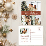 Buon Natale 4 Foto Feiertagspostkarte<br><div class="desc">Diese fantastische 4-Foto-Urlaubspostkarte mit "Buon Natale!" in einem modernen Script-Schriftart und Ihr Familienname und Jahr in einem feinen Schriftart mit traditioneller Kappe,  beides in Weiß auf Terrakotta,  ist ideal für den Versand an Ihre Familie und Freunde. Jeder wird Liebe bekommen neue Fotos Ihrer Familie! Die Urlaubsnachricht ist anpassbar.</div>
