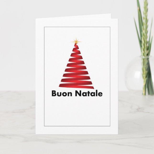 Buon Natale Albero Italienische Grußkarte Dankeskarte (Vorderseite)