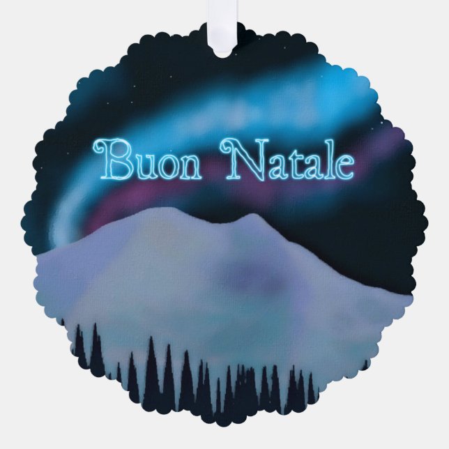 Buon Natale - Blue Aurora Ornament Karte (Vorderseite)