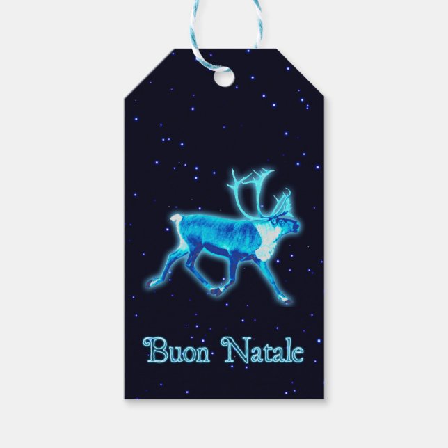 Buon Natale - Blue Caribbean (Reindeer) Geschenkanhänger (Vorderseite)