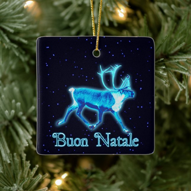 Buon Natale - Blue Caribbean (Reindeer) Keramikornament (Baum)