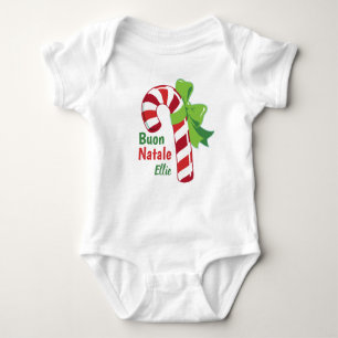 Buon Natale Candy Cane Babu Bodysuit Baby Strampler