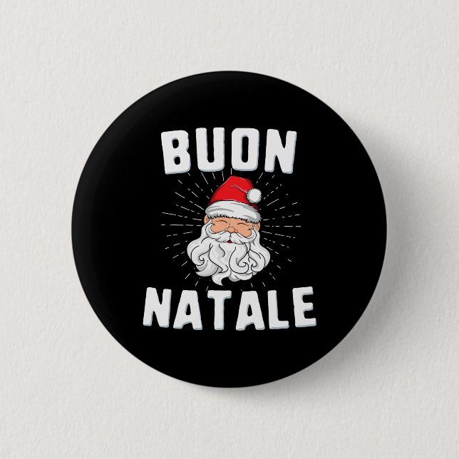 Buon natale christmasitaly italian santa babbo button (Vorderseite)