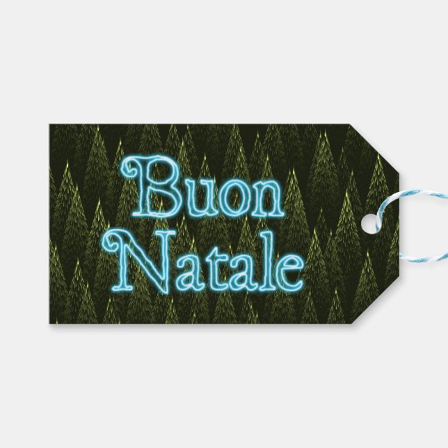 Buon Natale - Conifers Geschenkanhänger (Vorderseite (Horizontal))