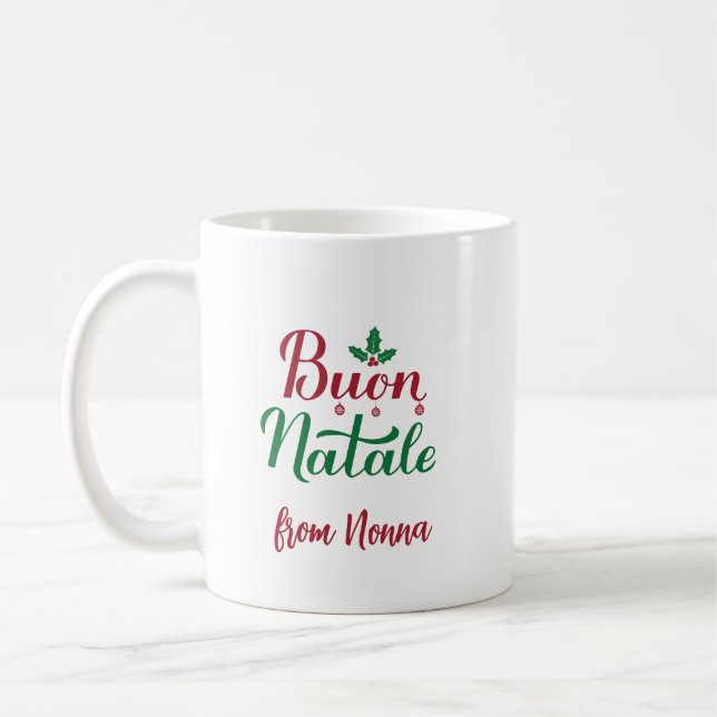 Buon Natale Custom Italian Christmas Kaffeetasse (Links)
