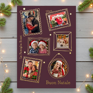 Buon Natale Doodle Frame Multi-Foto Folien Feiertagskarte