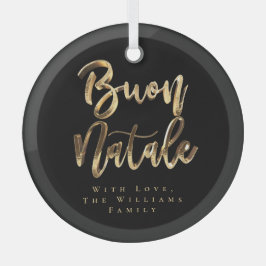 Buon Natale Elegant Black and Gold Italienisches S Ornament Aus Glas