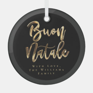 Buon Natale Elegant Black and Gold Italienisches S Ornament Aus Glas