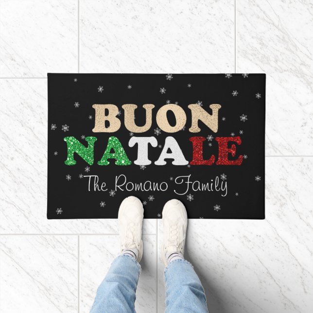 Buon Natale Familie Name Italienisches Weihnachten Fußmatte (Indoor)