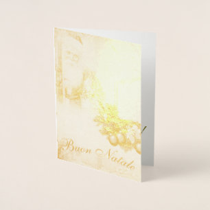Buon Natale Felice Anno Nuovo Vintage Fossilienkar Folienkarte