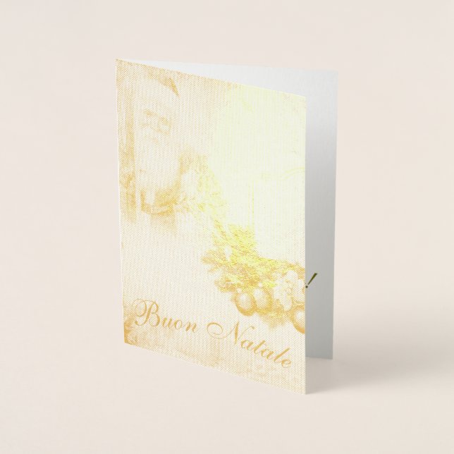 Buon Natale Felice Anno Nuovo Vintage Fossilienkar Folienkarte (Vorderseite)