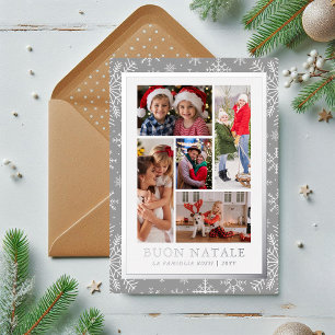 Buon Natale Foto Collage Silver Winter Schneeflock Folien Feiertagskarte