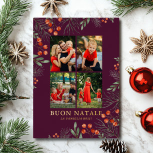 Buon Natale Foto Collage Wasserfarben Folien Feiertagskarte