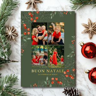 Buon Natale Foto Collage Wasserfarben Folien Feiertagskarte