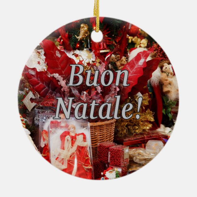 Buon Natale! Frohe Weihnachten im italienischen WF Keramik Ornament (Hinten)