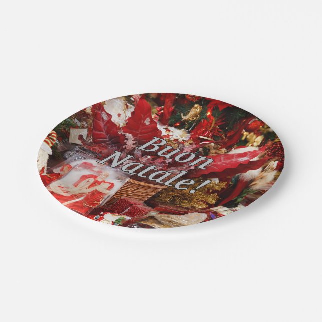 Buon Natale! Frohe Weihnachten im italienischen wf Pappteller (Schrägansicht)