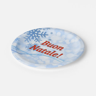 Buon Natale! Frohe Weihnachten in italienischem Rf Pappteller
