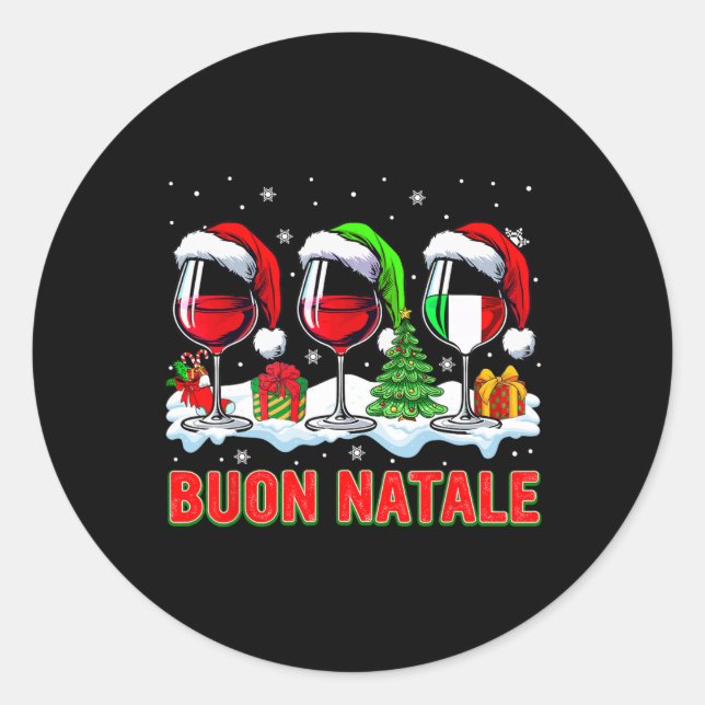 Buon natale fröhliche Weihnachten Italienisch drei Runder Aufkleber (Vorderseite)