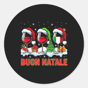 Buon natale fröhliche Weihnachten Italienisch drei Runder Aufkleber