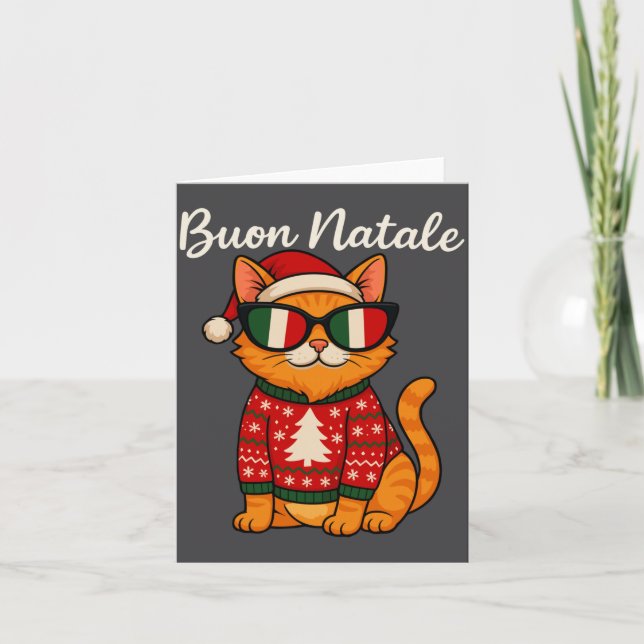 Buon Natale Italian Cat Christmas, Italy Pride Hol Karte (Vorderseite)