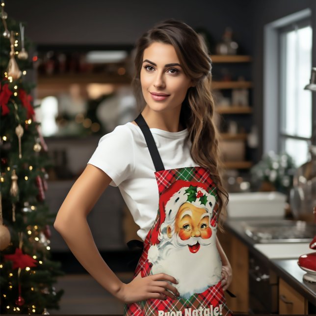 Buon Natale Italian Christmas Santa Kariert Schürze (Vintage Santa Buon Natale
Cutomized Red Plaid Christmas Apron)