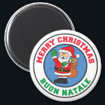 Buon Natale Italian Christmas Santa Santa Magnet<br><div class="desc">Buon Natale Italienischer Weihnachtsmann. Sage frohe Weihnachten auf Italienisch mit diesem niedlichen Buon Natale Cartoon Santa Design.</div>