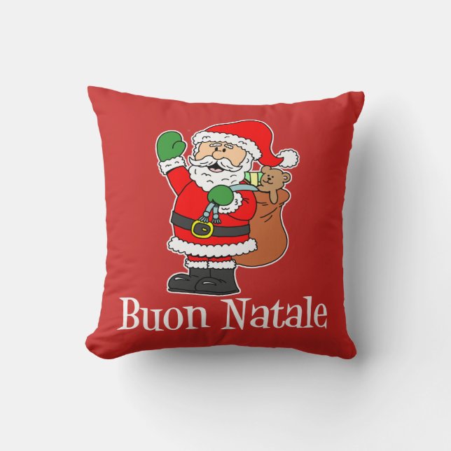 Buon Natale Italian Christmas Santa Throw Kissen (Vorderseite)