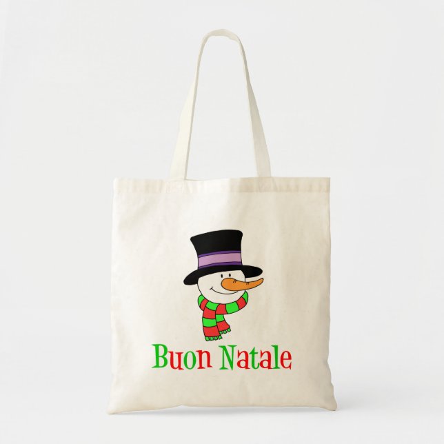Buon Natale Italian Christmas Snowman Tragetasche (Vorne)