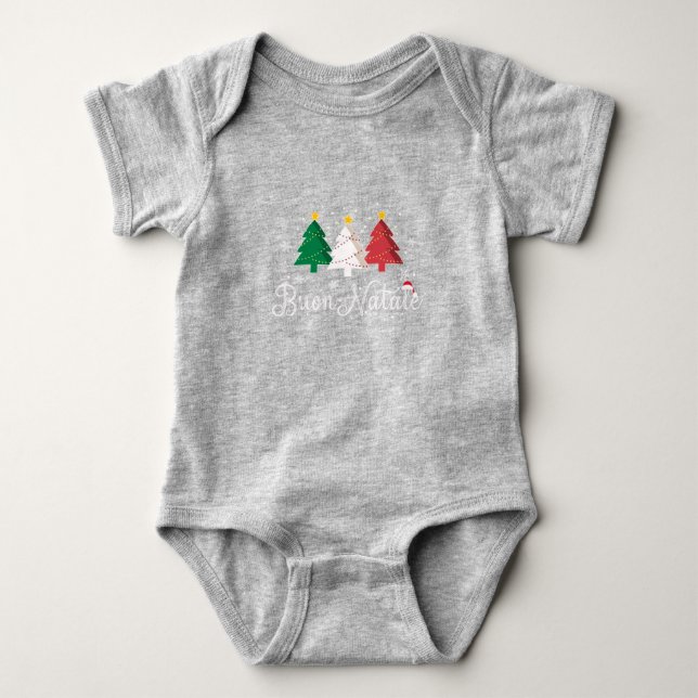 Buon Natale Italian Christmas Tree Baby Strampler (Vorderseite)
