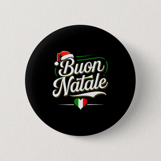 Buon Natale Italian Family Christmas Italy Pride H Button (Vorderseite)