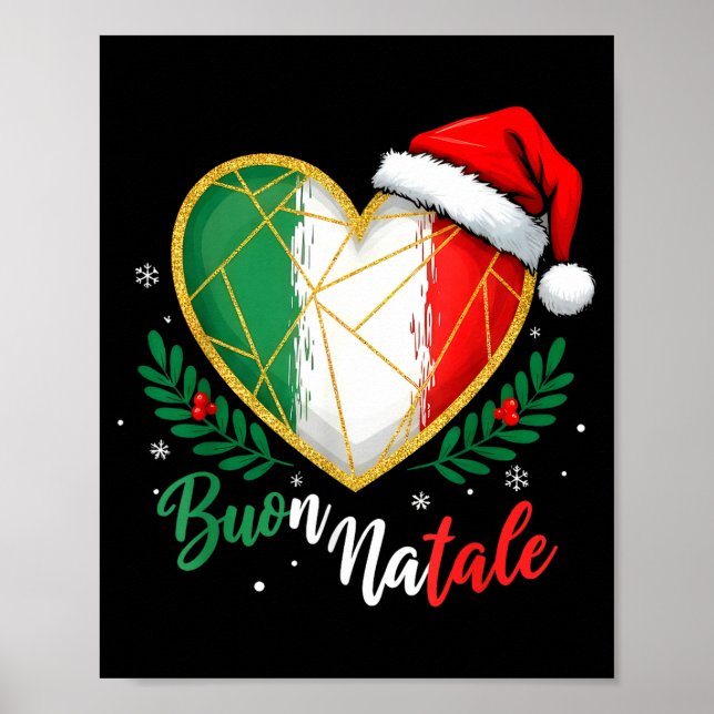 Buon Natale Italian Family Pasta Christmas Tree Xm Poster (Vorne)