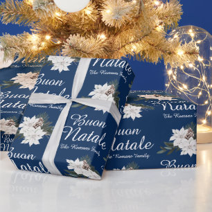 Buon Natale Italian MerChristmas Blue Geschenkpapier