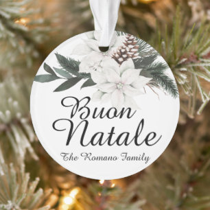 Buon Natale Italian MerChristmas Floral Ornament