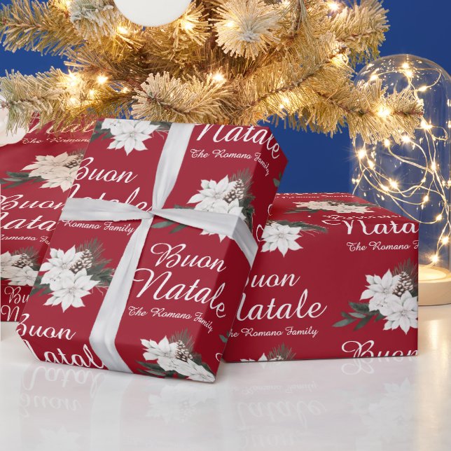 Buon Natale Italian MerChristmas Red Geschenkpapier (Feiertage)