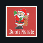 Buon Natale Italian Merry Christmas Santa (RED) Serviette<br><div class="desc">Buon Natale mit einem niedlichen Cartoon Santa Claus Red Napkins. Sage "Frohe Weihnachten" auf Italienisch mit diesen festlichen Servietten,  die für jede Feier gut sind.</div>