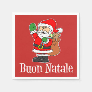 Buon Natale Italian Merry Christmas Santa (RED) Serviette