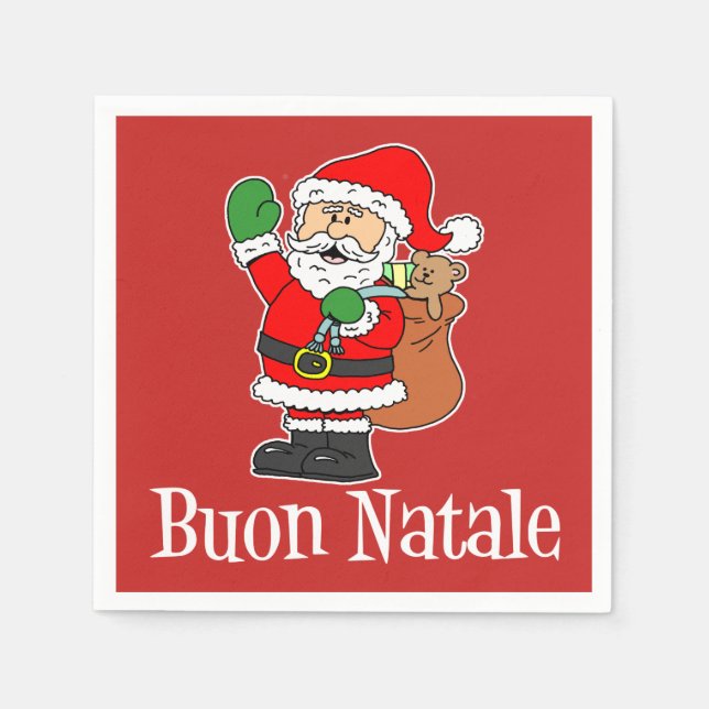 Buon Natale Italian Merry Christmas Santa (RED) Serviette (Vorderseite)