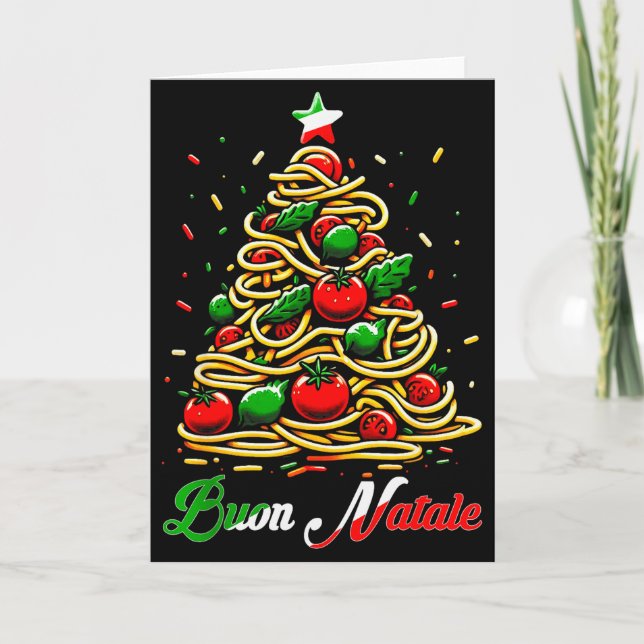 Buon Natale Italian Pasta Christmas Tree Xmas For  Karte (Vorderseite)