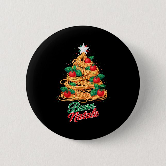 Buon Natale Italian Pasta Spaghetti Funny Christma Button (Vorderseite)