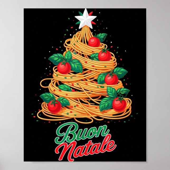 Buon Natale Italian Pasta Spaghetti Funny Christma Poster (Vorne)