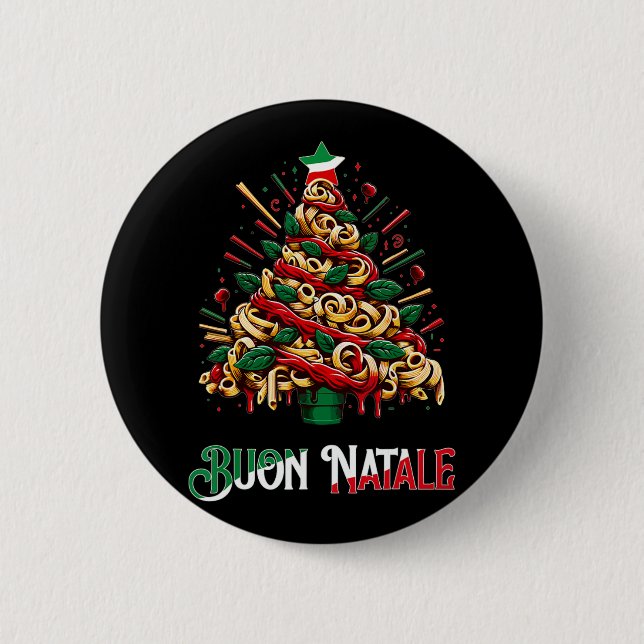 Buon natale italian Pasta Weihnachten Weihnachten Button (Vorderseite)