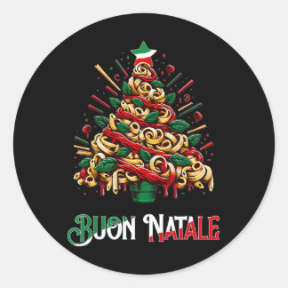 Buon natale italian Pasta Weihnachten Weihnachten Runder Aufkleber