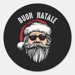 Buon natale italian santa claus babbo lustiger chr runder aufkleber